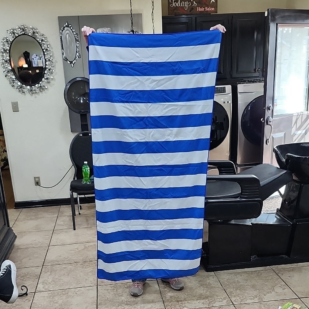 YOUR CHOICE BLUE and WHITE STRIPED BEACH TOWEL
